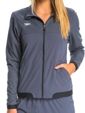 Speedo Women’s Tech Warm Up Jacket Size L Blue Grey NWT